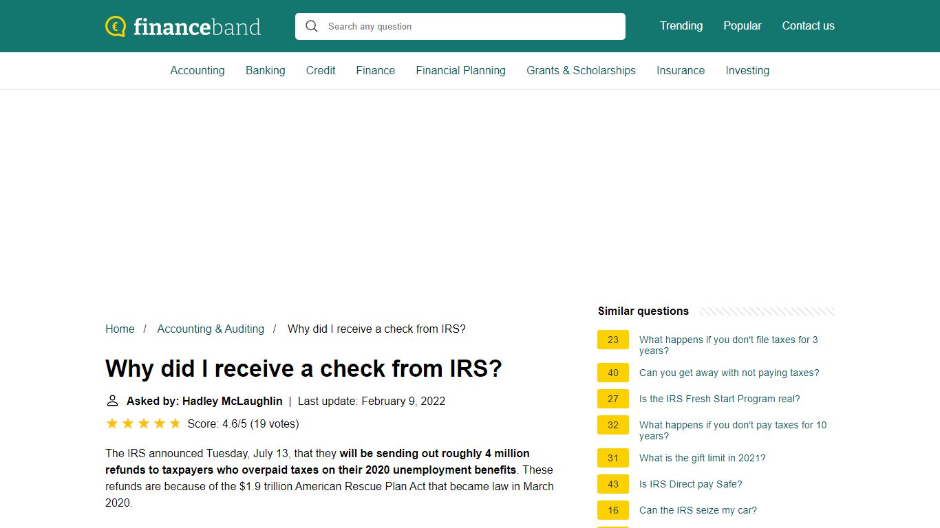 Why did I receive a check from IRS? - FinanceBand.com